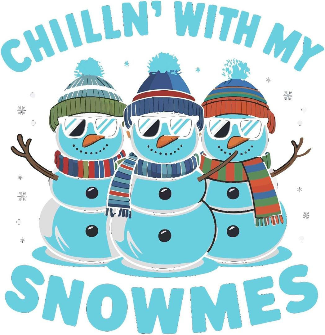 Family Chillin with My Snowmies Vibrant Cartoon Wall Decal Decoration Cute Christmas Snowman Friends Cute Cool Sunglasses Holiday Gift Lasts Years and Easily Removable - Size: 40 in(W) x 40 in(H)