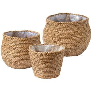 LA JOLIE MUSE Natural Seagrass Large Planter, Plant Pots Cover, Indoor Planters Flower Pots, 13.5+12+9 inch Pack 3, Brown LA JOLIE MUSE Natural Seagrass Large Planter, Plant Pots Cover, Indoor Planters Flower Pots, 13.5+12+9 inch Pack 3, Brown