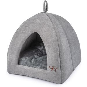 Best Pet Supplies Cat Bed for Indoor Cat, Domed Tent House with Removable Pillow, Covered Cat Cave for Small Dog, Puppies and All Breeds of Cats - Gray, 20 x 20 x H:22"