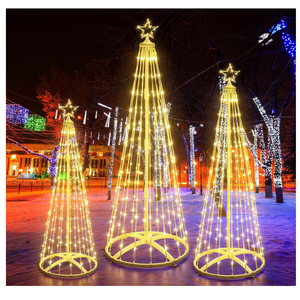 3 Pack 4/5/6 Ft Christmas Lighted Cone Tree LED Lights Changing Artificial Tree 8 Modes with Timer Dimmable for Indoor Outdoor Xmas Decor with Star Toppers for Yard Porch Backyard Patio