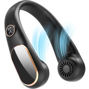 SLENPET Neck Fan, Rechargeable Personal Portable, Hands Free wearable Battery Operated 5 Speeds, USB Neck Cooling for Indoor Outdoor, Adjustable Width Fit, Digital Display, 4-12 Hours