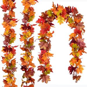 DearHouse 6 Pack Fall Garland Maple Leaf Clearance, 5.9Ft/Piece Hanging Vine Artificial Autumn Garland Thanksgiving Decor for Home Wedding Fireplace Party Christmas (Brown)