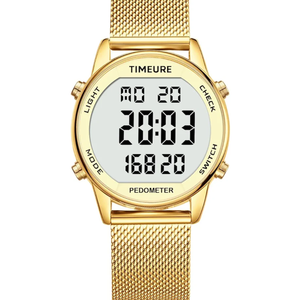 Women's Step Counter Pedometer Watch with Stainless Steel Bracelet, Stylish Design, No App, No Charging Needed for Step, Calorie, Distance, Alarm, Countdown Timer，TU-2401