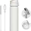 RHINOSHIELD AquaStand Magnetic Bottle 23 oz | Stainless Steel Insulated Water Bottle with Straw Lid, Sport Bottle with MagSafe Compatible Handle, Tripod with Adjustable Angles, Leak Proof - White (22.7 Ounces)