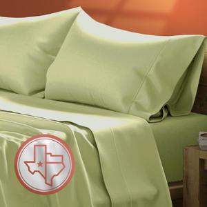 TEXAS LINEN CO. Luxury Egyptian Cotton King Size Sheet Set - 600 Thread Count 4 PC Deep Pocket Fitted and Flat Sheets, Soft, Cooling Extra Long Staple Hotel-Quality Bedding, Sateen Weave - Sage Green