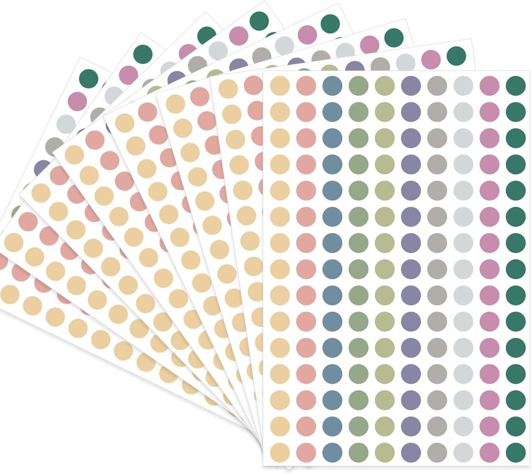 Dot Stickers - 3/8 Inch Morandi Circle Stickers, 3000 Pcs Self-Adhesive Color Coding Labels for Office, Classroom, Garage Sale