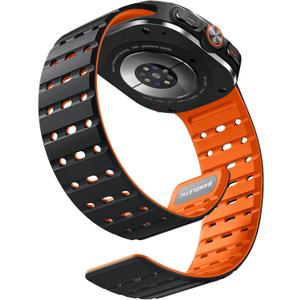 Bandletic Magnetic Sport Band Compatible with Samsung Galaxy Watch Ultra Bands (2025/2024) 47mm, Rugged Thin Soft Silicone Waterproof Strap Replacement Wristbands for Men Women, Black/Orange