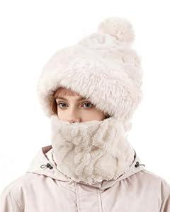 Balaclava Ski Mask for Women Men, Winter Fleece Wind-Resistant Warm Face Cover and Neck Warmer for Cycling Motorcycle Skiing White