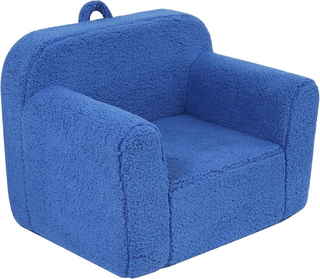 MOMCAYWEX Kids Snuggly-Soft Sherpa Chair, Cuddly Toddler Foam Chair for Boys and Girls, Sky Blue