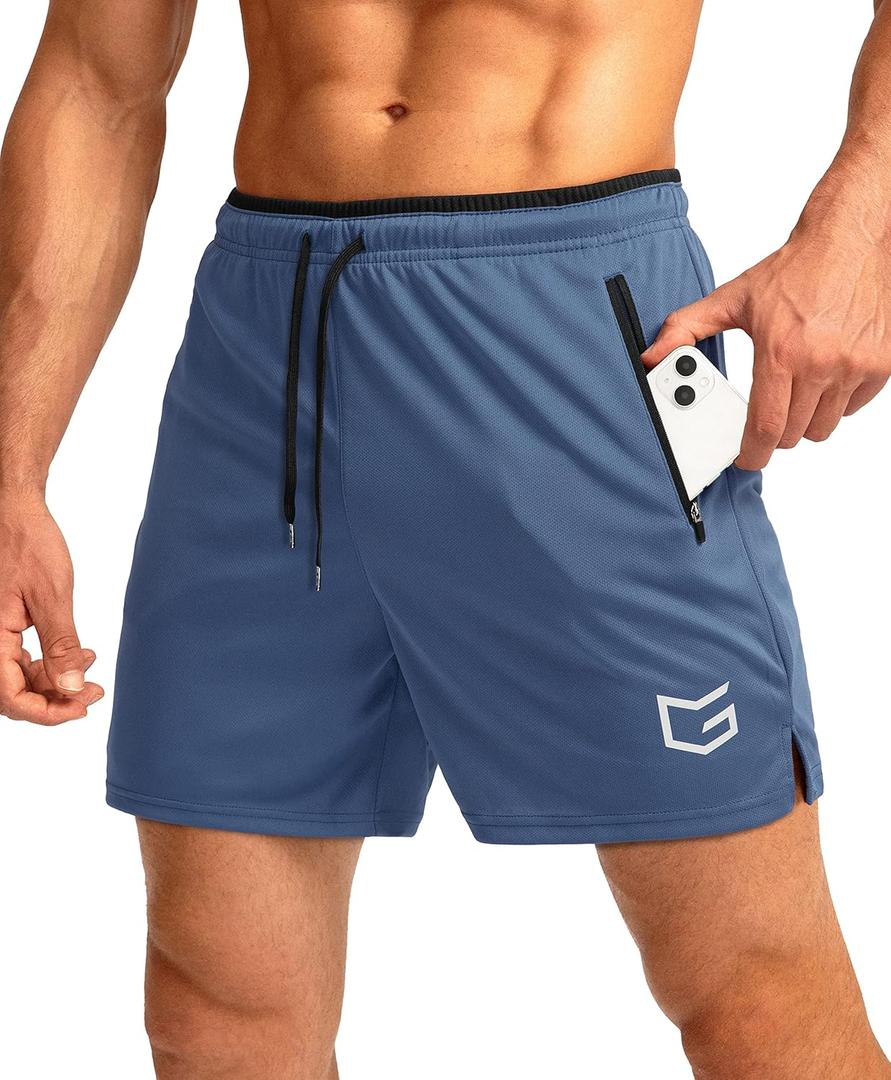 G Gradual Men's Running Shorts with Zipper Pockets Quick Dry Gym Athletic Workout 5" Shorts for Men (Medium)