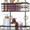 HapiRm Hanging Shower Caddy Organizer - No Drilling Shower Organizer with Hooks, Rustproof & Waterproof 304 Stainless Steel Bathroom Shelves - Black