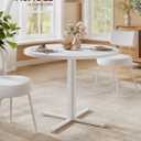 VASAGLE Dining Table, Small Round Kitchen Table for 4 People, 31.5 x 29.4 Inches, for Dining Room, Living Room, Farmhouse, Water-Resistant, Snow White UKDT082W01V1