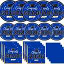 Labrostar Graduation Decorations 2026 Class of 2026 Congrats Grad Disposable Paper Plates Luncheon Napkins Cocktail Napkins Blue Graduation Party Supplies Serve 50, Blue02