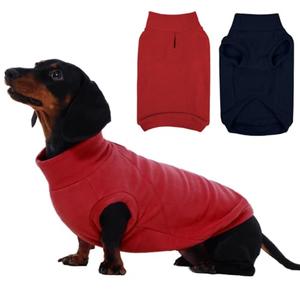 IECOii 2 Pack Dog Sweater Boy Girl - Soft, Dachshund Stretchy Fleece Sweaters with Leash Hole for Fall & Winter, Medium Dogs Coats Ideal for Home, Trips, and Walks (Size XL, Blue & Red)