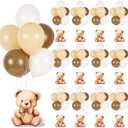 12 Sets Brown Bear Baby Shower Balloon Stand Kit for Table Teddy Bear Table Centerpieces Party Decor Baby Shower with Balloon Decoration for Girl and Boy Birthday Newborn Gender Reveal Party Supplies