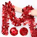 50FT Valentines Day Garland Valentines Day Decor Red Heart Tinsel Garland Metallic Glitter Hanging Garland Valentines Decorations for Home Mantel Indoor Outdoor Wedding Galentines Party Decor