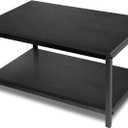 YSSOA 31x20x16 inch Home Table with Storage Shelf for Living Room and Office, Easy Assembly, Black, 2-Tier