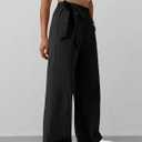 7 x Women's Wide Leg Pants Y2K Trendy Elastic Waist Track Pants Baggy Tie Knot Trousers with Zipper Pockets Streetwear Casual (Black, XS)