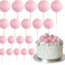 ASTARON 20 Pcs Ball Cake Topper Decorations Mini Balloons Cake Topper Sticks Light Pink Balls Cake Picks Cake Topper Balls Cake Decorations for Wedding Birthday Cake Decorations