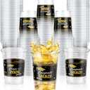 Graduation Cups 2026, Class of 2026 Cups, 48 Pack 16 oz Clear Plastic Graduation Cups, Black and Gold Congrats Grad Disposable Cups for Graduation Party Supplies