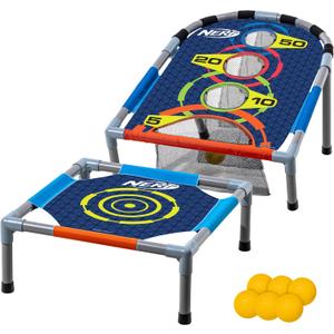 NERF Kids Bounce N Score Target Toss Game Set - Foam Ball Bouncing Game for Kids Ages 6+ - (6) Foam Bouncy Balls and (1) Scoring Target Included