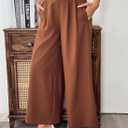 SHEWIN Womens Wide Leg Dress Pants Elastic High Waisted Business Work Trousers Casual Loose Palazzo Pant 2026 (Brown, S)