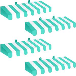 Boao 4 Pack Circus Awning Decoration 3D Stripe Cardboard Awning Carnival Wall Decor Circus Party Favors for Lemonade Stand Bakery Ice Cream Truck Bulletin Board Decor(White and Green)