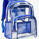 Vorspack Clear Backpack Heavy Duty PVC Transparent Backpack with Reinforced Strap Stitches & Large Capacity for College Workplace Security -Blue