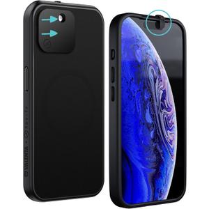 Spy-Fy Privacy Case compatible with iPhone 15 Plus with Camera Covers Front and Rear | Magsafe Compatible and Kickstand | Protect Your iPhone | 6-Foot Drop Proof | 6,7 Inch | Camera Protection | Black