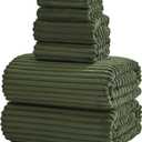 6-Piece Bath Towel Set(30"x60"), 2 Large Bath Towel Sheets, 2 Hand Towels and 2 Washcloths - Highly Absorbent Quick Dry Microfiber,Ultra Soft Towel Set for Bathroom (Olive Green)