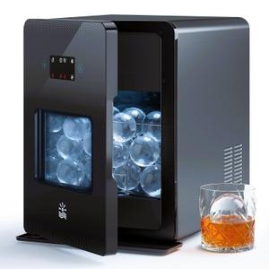 2'' Clear Ice Ball Maker 4 Ice Spheres in 35min, 144 pcs/Day, Auto&Manual Fill, Fast Round Ice Machine with LCD Touch Panel, Self-Cleaning, Home & Bar Maker for Whiskey Bourborn Gift