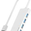 ANYPLUS USB 3.0 Hub, Portable Slim USB Hub Adapter, 0.8 ft Multiple USB Splitter, USB Extender for PC, Laptop, iMac, Surface Pro, MacBook, Mac Pro, Flash Drive, XPS, Mouse, HDD【White】