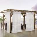 LORDTEX Burlap Linen Look Outdoor Curtains for Patio - 2 Panels Waterproof Sheer Curtains for Pergola, Porch, Cabana and Gazebo Grommet Indoor/Outdoor Voile Sheer Drapes (100 x 120 inch, Ivory)