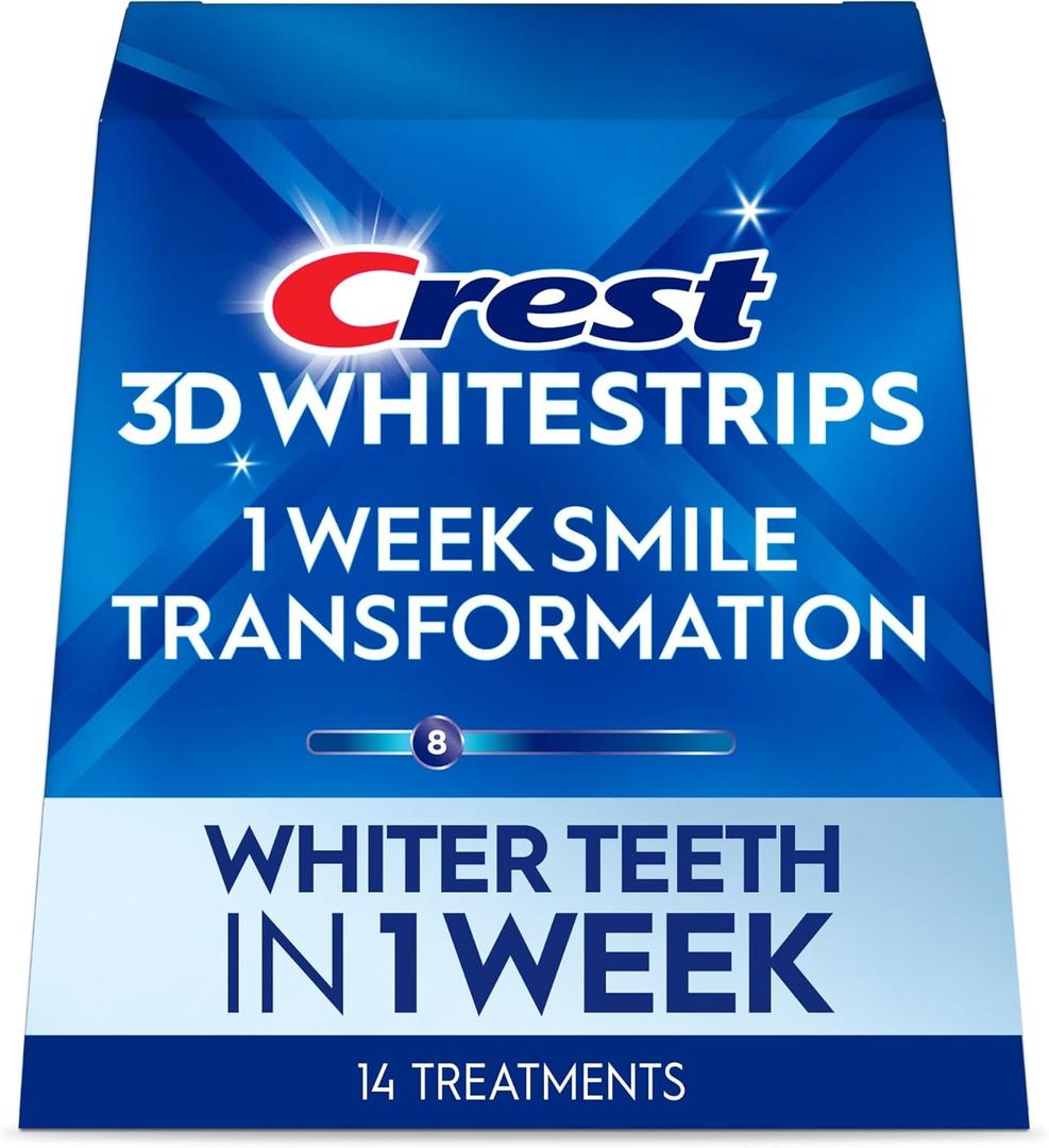 Crest 3D Whitestrips, 1 Week Smile Transformation, Whitestrips 3D White, Teeth Whitening Strip Kit, 14 Treatments (Each with 1 Upper/1 Lower), 28 Strips