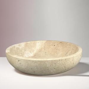 Travertine Decorative Bowls for Home Decor, Marble Fruit Bowl for Kitchen Counter, Keys Bowl for Entryway Table, Large Candy Serving Bowl for Table Centerpiece Office Modern Home Decor (Beige)