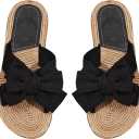 GORGLITTER Women's Boho Bow Flat Sandals Cut Out Open Toe Slip on Summer Slide Sandal 5