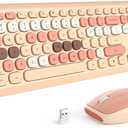 MOFII Wireless Keyboard and Mouse Combo, Colorful Full Size Keyboard with Number Pad, Silent Cute Wireless Mouse, 2.4GHz Dropout-Free Connection, for PC Laptop Computer (Coffee Color)