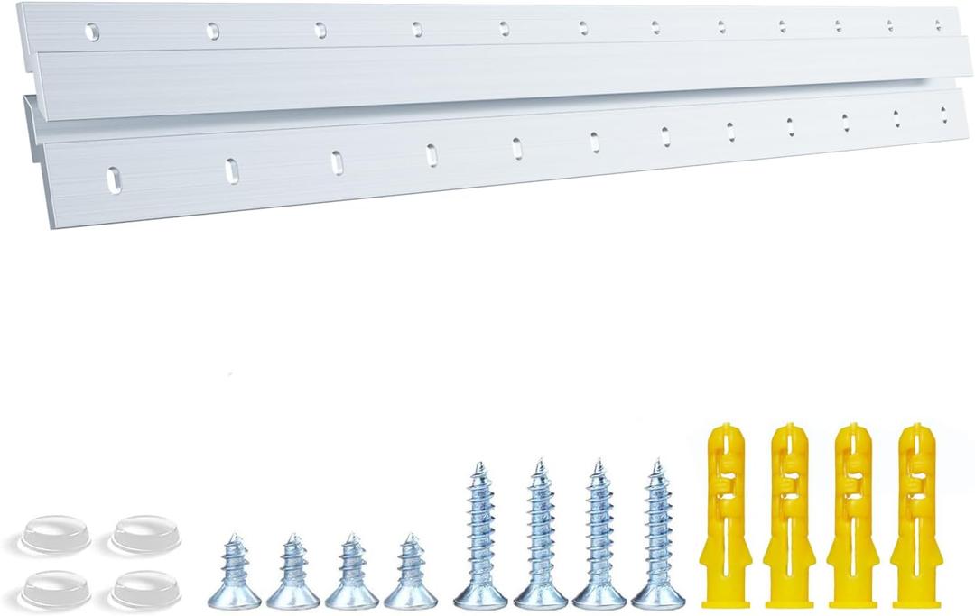 French Cleat Heavy Duty, Aluminum French Cleat, Headboard Wall Mounting Brackets with Screws, Heavy Mirror Mounting Hardware (24 Inch-1 Pair, Support 160 lbs)