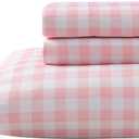 Eddie Bauer Kids - Queen Sheets, Stain-Resistant Toddler Bedding with Matching Sham(s), Super Soft, Ideal Girl Room Essentials (Poppy Plaid Pink, Queen)