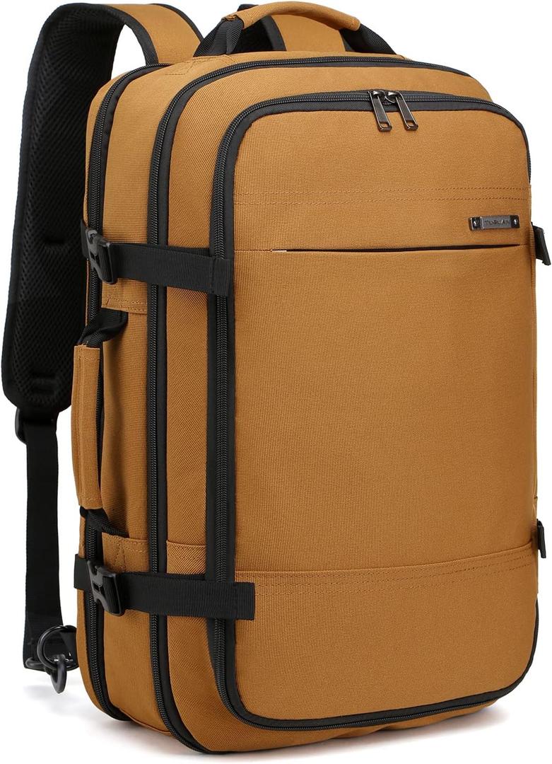 TUGUAN Travel Laptop Backpack 40L Large Computer Backpack 17 Inch with USB Charging Port for Men Expandable Backpacks Women, Brown - Suitable for Travel