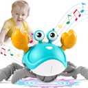 Gigilli Crawling Crab Baby Toys, Tummy Time Baby Toys 6-12-18 Month, Infant Learning Crawl Walking Dancing Crab with Music&Speed Control for 3 4 5 6+ Boys Girls Year Easter Birthday 1 2 3 Gifts (Green&white)