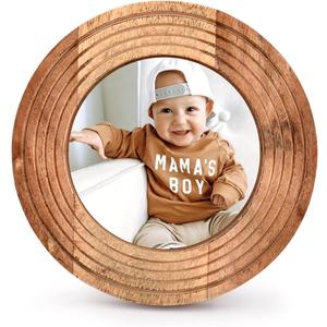 Samhita Round Photo Frame Wooden Stylish Picture Frame Home Dcor for Tabletop Display, Photo Display Frames. (Photo Size 4" x 4")