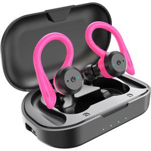 APEKX Bluetooth Headphones True Wireless Earbuds with Charging Case IPX7 Waterproof Stereo Sound Earphones Built-in Mic in-Ear Headsets Deep Bass for Sport Running Red