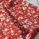 SOLY HUX Women's Plus Size Floral Tops Notched V Neck Puff Short Sleeve Boho Summer Blouse (Red, XL)