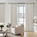 ANRODUO Ivory White Velvet Curtains 108 Inches Long Blackout Thermal Insulated Soundproof Curtain Privacy Room Darkening Curtains Grommet Window Drapes for Bedroom Living Room 42 x 108 Inch Set of 2