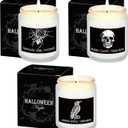 3 Pack Halloween Scented Candles Gifts Halloween Spooky Skull Crow Spider Candles Set with Presents Boxes for Home Decor Indoor (Multicolor)