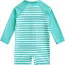 uideazone Baby Toddler Boys Zipper Rash Guard Swimsuit UPF 50+ One Piece Beach Swimwear Bathing Suits 3-36 Months (Stripe Blue)