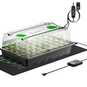 VIVOSUN 1Pack 40Cell Seed Starter Trays with 1 Set of LED Lights and 10"x20.75" Seedling Heat Mat, 3.6" Higher Cover, Adjustable Vents, Drainage Holes, Green Propagation Tray for Planting Seeds
