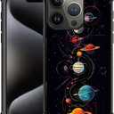 Phone Case Compatible with iPhone 16 Pro Max,Starry Space Planetgirl Cases, Tempered Glass Back+Soft Silicone TPU Shock Protective Case for iPhone 16 Pro Max.