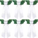 VitalCozy 6 Pcs Wreath Sash for Front Door Blank Wreath Sash Accessories Embroidery Plain Blanks for Embroidery Monogram Party Farmhouse Indoor Outdoor Wedding Decor(4.49" x 56.30", White)